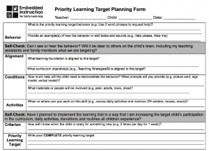 Image of PLT planning form